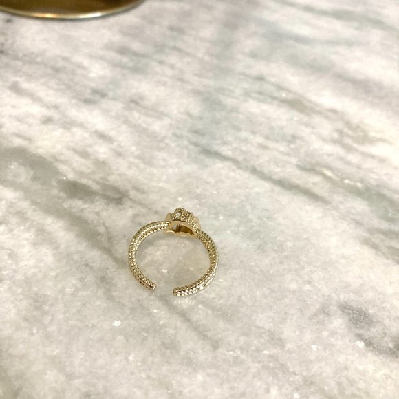 Knotted Gold Twist Zirconia Accent Adjustable Ring - Picture 9 of 10
